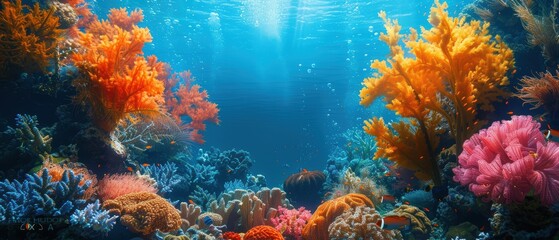 Vibrant Underwater Coral Reef Ecosystem Teeming with Marine Life