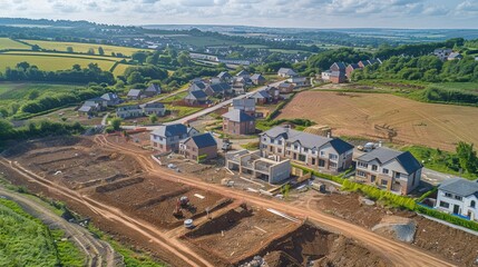 Aerial View of New Development in a Rural Setting