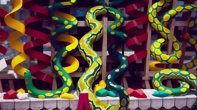 Abstract graffiti with snake ornament