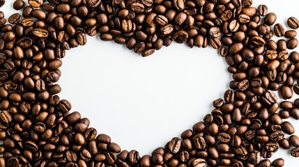 Coffee beans arranged in the shape of a world map, representing the global nature of coffee culture, with space for text below