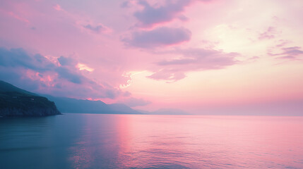Obraz premium sunset over the sea in pink