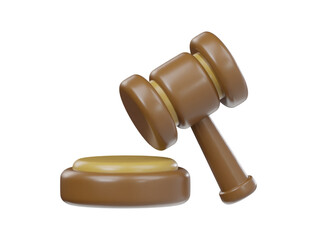 Law hammer icon 3d render illustration