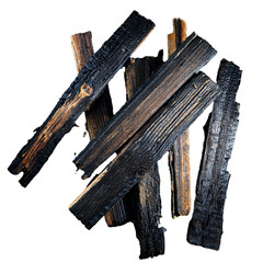 High-Quality Graphic Resource: High-Resolution PNG Image of Burned Wood Planks, Post-Fire Theme, Perfect for Designers Seeking Unique Textures and Realistic Visuals for Artistic Projects