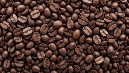 Obraz premium top view of coffee beans with texture as background