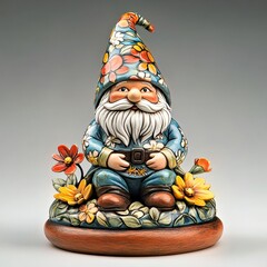 Fototapeta premium Playful Ceramic Bisque Garden Gnomes Among Colorful and Imaginative Setting