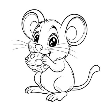 Maus knabbert K&auml;se transparent ausmalen Clipart