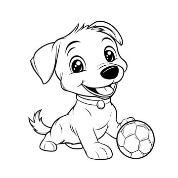 Hund spielt mit Ball transparent ausmalen Clipart