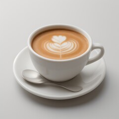 Naklejka premium Latte Art in a White Coffee Cup