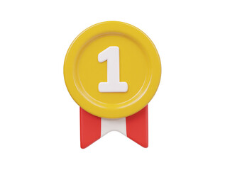 First winner medal icon 3d render illustration