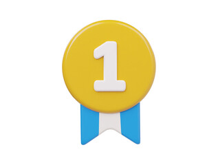 First winner medal icon 3d render illustration