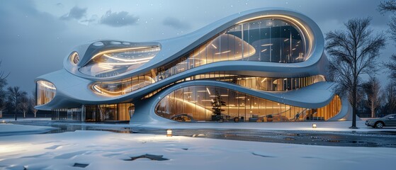 Fototapeta premium Sleek Futuristic Architecture: Innovative Materials in Modern Building Design