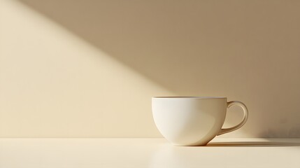 Simple Minimalist Coffee Cup on Beige Background