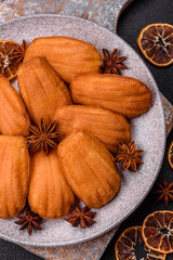 Traditional French madeleine biscuits with nutty flavor