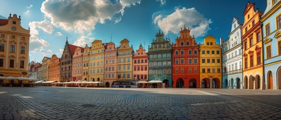 Vibrant Old Town Square: Colorful Historic Buildings in a Charming Setting