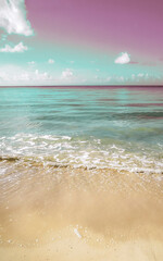 Tropical Caribbean beach clear turquoise water Playa del Carmen Mexico.
