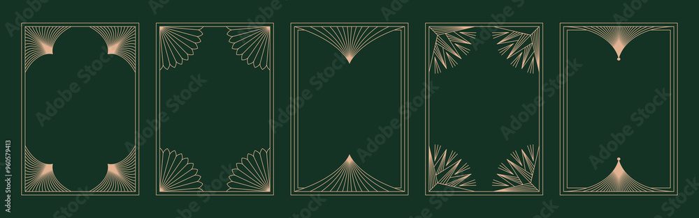 Aufkleber Vector set of design elements and illustrations in simple linear style - boho arch logo design elements and frames for social media stories and posts