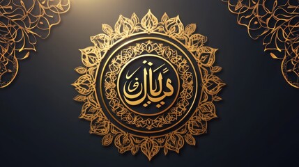 Islamic Calligraphy Design with Golden Mandala