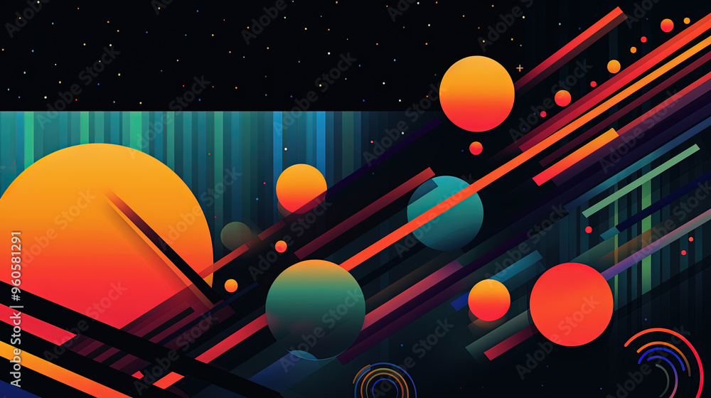 Leinwandbilder abstract background with geometric shapes in retro minimalistic style with bright colors.