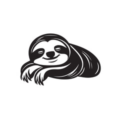 Lazy sloth in cartoon, doodle style . Image for t-shirt, web, mobile apps and ui. Isolated 2d vector illustration in logo, icon, sketch style, Eps 10, black and white. AI Generative
