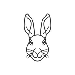 Line Art Illustration of a Rabbits Face