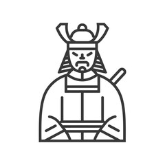 Line Art Illustration of a Samurai Warrior with a Sword