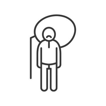 recommend clip art: Line art illustration of a sad person standing with a thought bubble