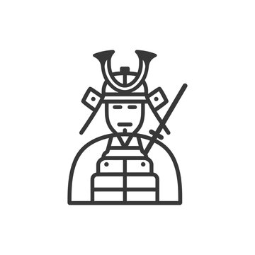recommend clip art: Line art illustration of a samurai warrior in armor
