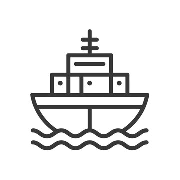 recommend clip art: Line Art Illustration of a Ship Sailing on the Ocean