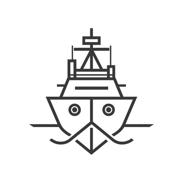 recommend clip art: Line Art Illustration of a Ship Sailing on Water