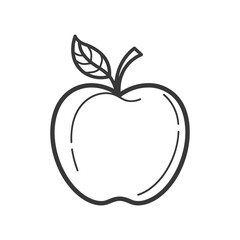 Fototapeta premium Line Art Illustration of a Single Apple with a Leaf