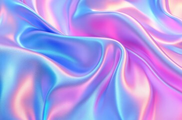 Obraz premium 3D render of an iridescent, pastel pink and blue silk background