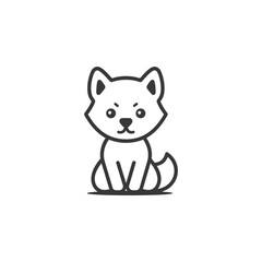 Obraz premium Line Art Illustration of a Sitting Angry Looking Dog