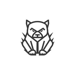 Line Art Illustration of a Sitting Bear with Spiky Fur