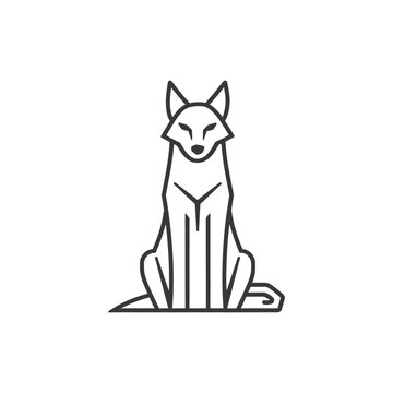 recommend clip art: Line Art Illustration of a Sitting Wolf