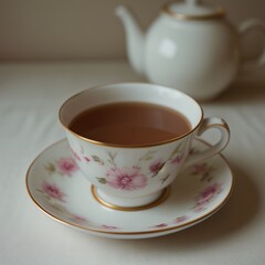 Fototapeta premium Simple Cup of Hot Tea on a White Background