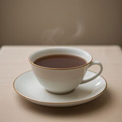 Fototapeta premium Simple Cup of Hot Tea on a White Background