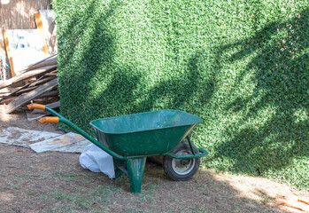 Old garden green cart gor the homeworks