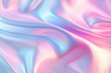 Obraz premium 3D render of an iridescent, pastel pink and blue silk background