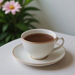 Fototapeta premium Simple Cup of Hot Tea on a White Background