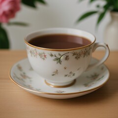 Fototapeta premium Simple Cup of Hot Tea on a White Background