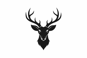 A deer head creative logo Icon, silhouette black color vector artwork illustration