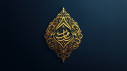 Golden Arabic Calligraphy on a Dark Blue Background
