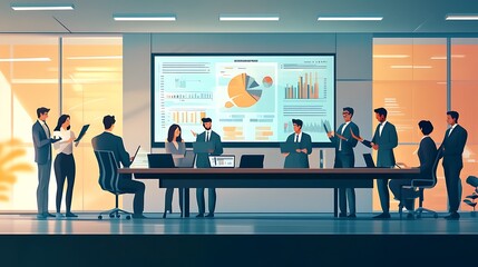 Business Meeting Presentation Data Analysis Strategy Teamwork