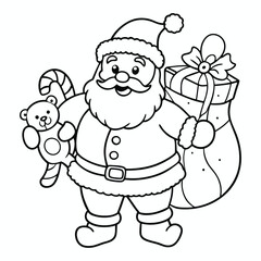 Santa Claus cartoon coloring page illustration vector For kids' coloring book