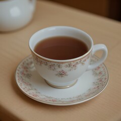 Fototapeta premium Simple Cup of Hot Tea on a White Background