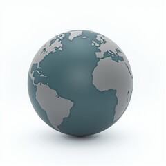 Naklejka premium A polished 3D globe of Earth, showcasing its natural topography, set against a pure white background for a clean, modern look.