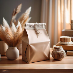 a box with a lace on it sits on a table with other items.