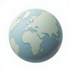 Fototapeta premium A polished 3D globe of Earth, showcasing its natural topography, set against a pure white background.
