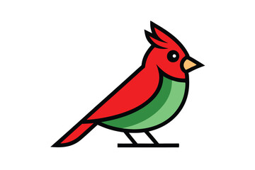 Fototapeta premium Christmas cardinal bird vector line art, clipart illustration with isolated on white background