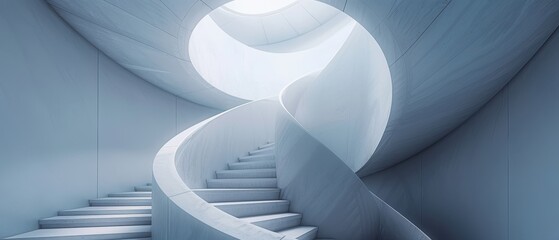 Futuristic Spiral Staircase in Inside Contemporary Building